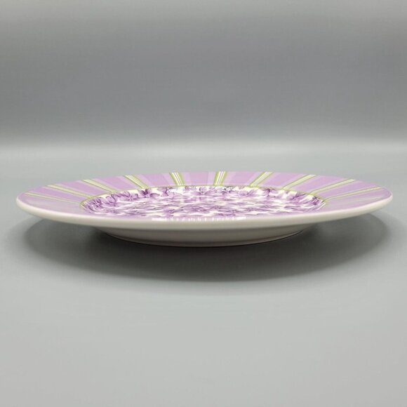 2 Waverly Garden Room Field Of Flowers Salad Plate 8.25" Purple Floral Striped - Picture 7 of 12